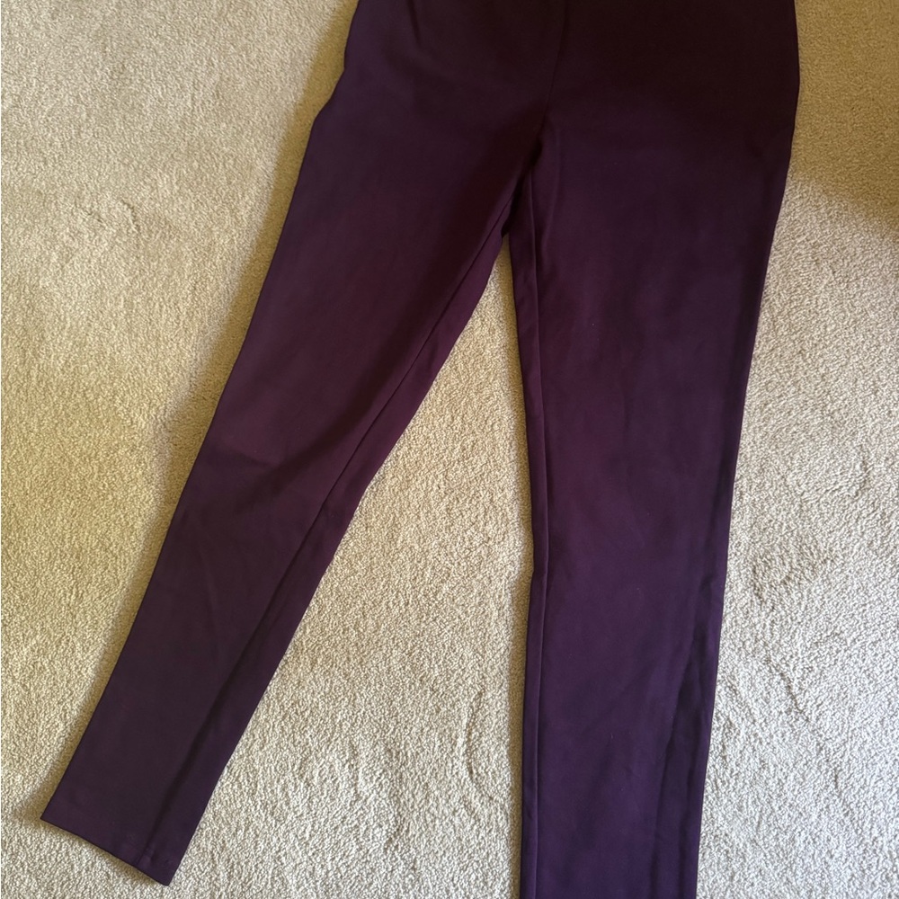 Cal Plum Ponte Slim Leg Pants